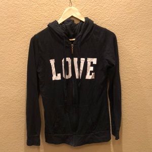 LOVE Black zip up hoodie